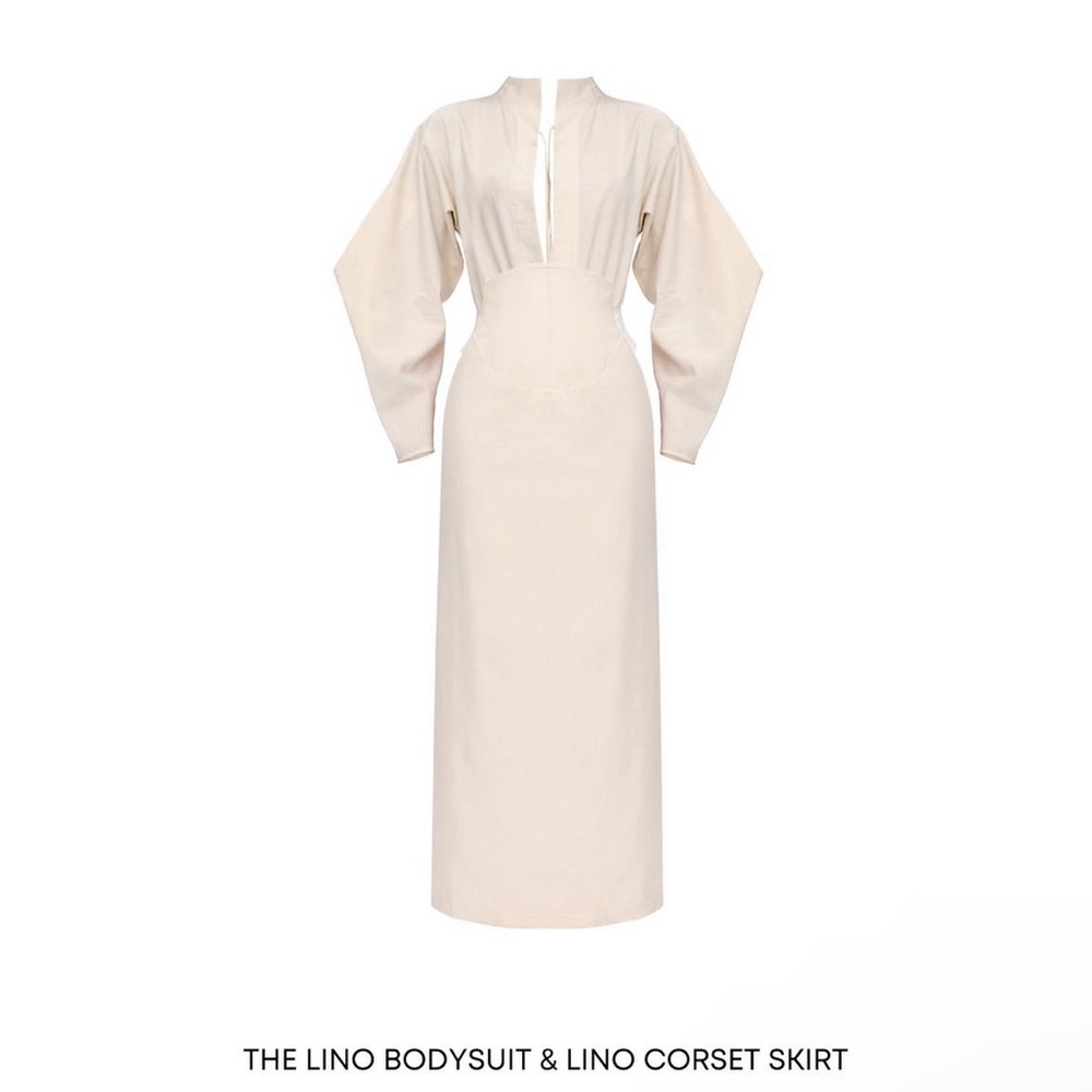 Andrea Iyamah Lino Body Suit and Corset Skirt